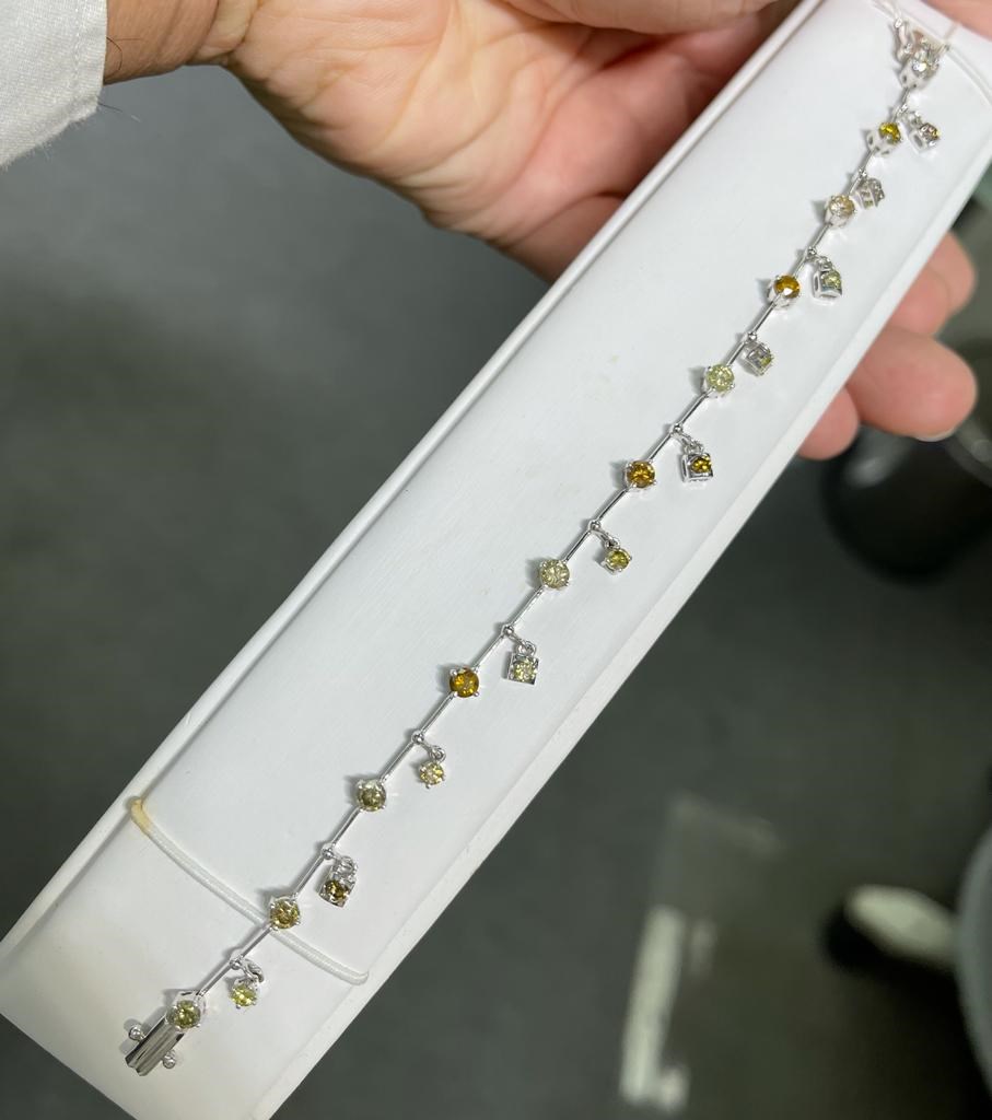 18k Gold Fancy Color Floral Diamond Bracelet – CJ Charles Jewelers